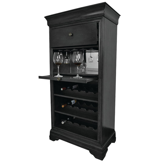 Bar Cabinet with Wine Rack - Black