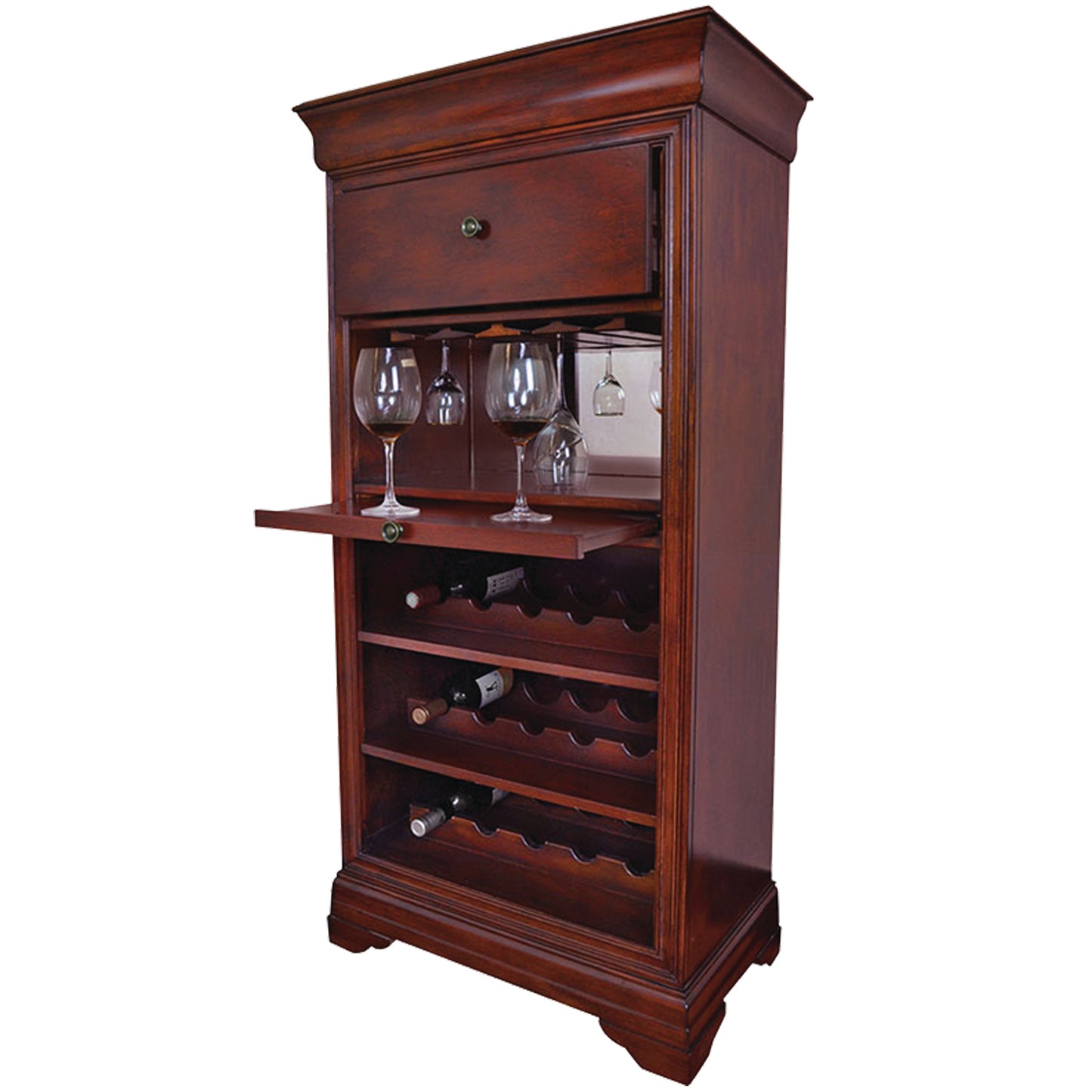 Bar Cabinet with Wine Rack - English Tudor