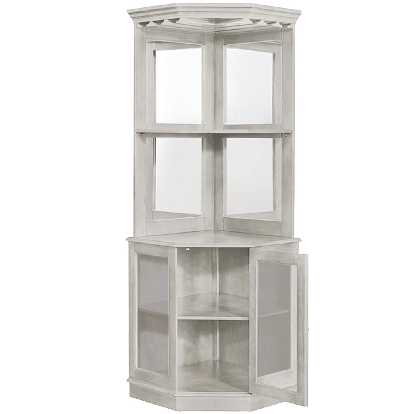 Corner Bar Cabinet - Antique White