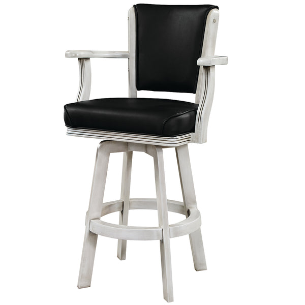 SWIVEL BARSTOOL WITH ARMS - ANTIQUE WHITE