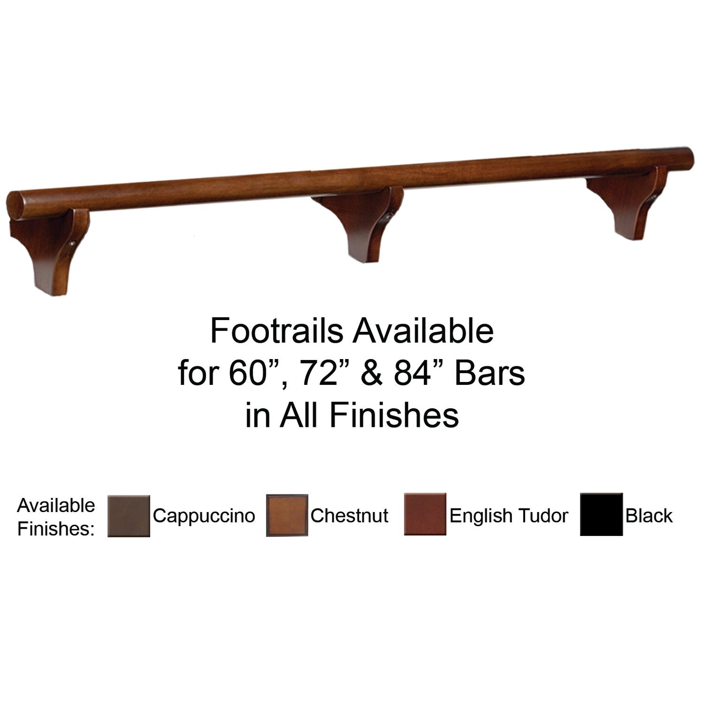 84" Dry Bar Foot Rail - Chestnut