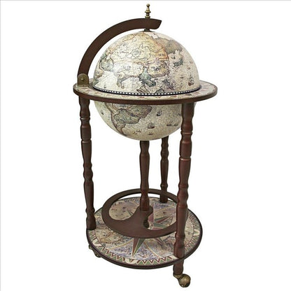 Sixteenth Century Crema Durata Replica Globe Bar Cart